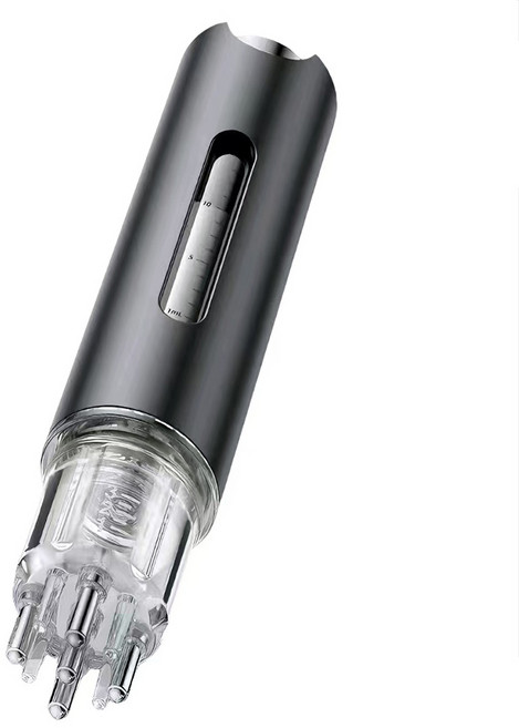 【隔日達】頭皮上藥器 頭部滾珠按摩梳 頭皮護理 生髮液導液 便攜式頭皮護理工具, 1個, 內附配件, 水墨黑