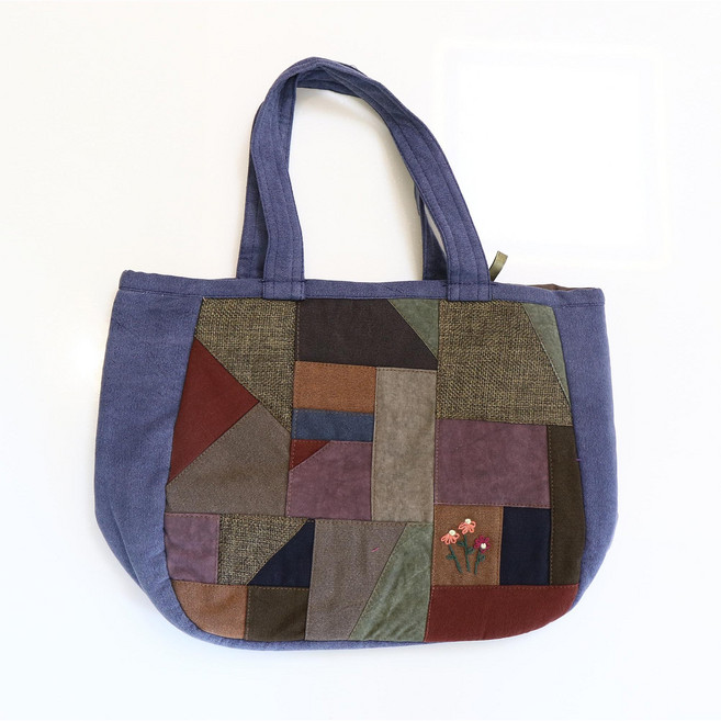 전통가방 도톰한 면 꽃장식 토트백 숄더백 외국인선물 할머니가방 캔버스가방