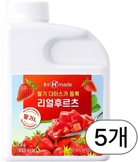 흥국 리얼후르츠 딸기 1kg, 5개, 1L