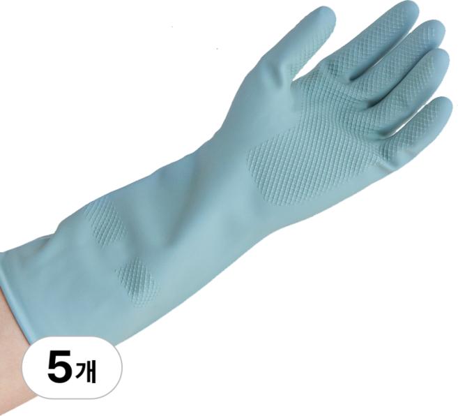 백화상점 천연 라텍스 고무장갑, 파스텔블루, 대(L), 5개
