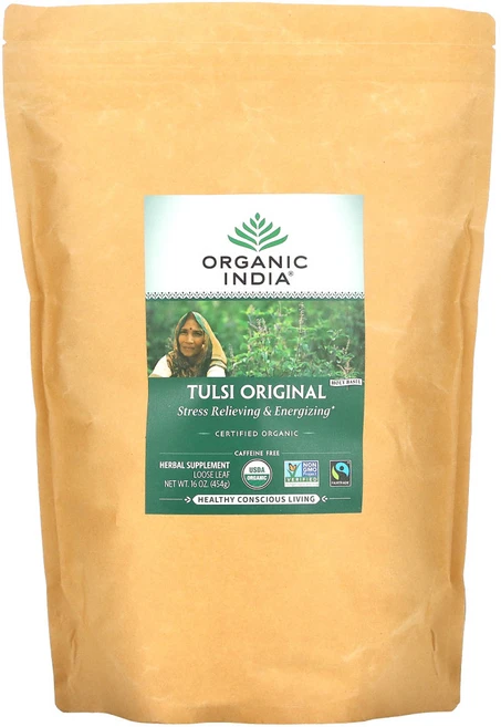 Organic India 툴시 잎차 오리지널 무카페인 454g(16oz) 1팩, 1개 - 쿠팡