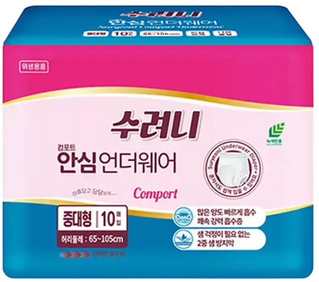 수려니 프리미엄 안심 언더웨어 중대형 10매 x4팩 40매, 10개입, 4박스