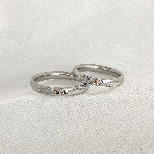 써지컬스틸 블루밍 컷팅 큐빅 반지 레터링 커플링