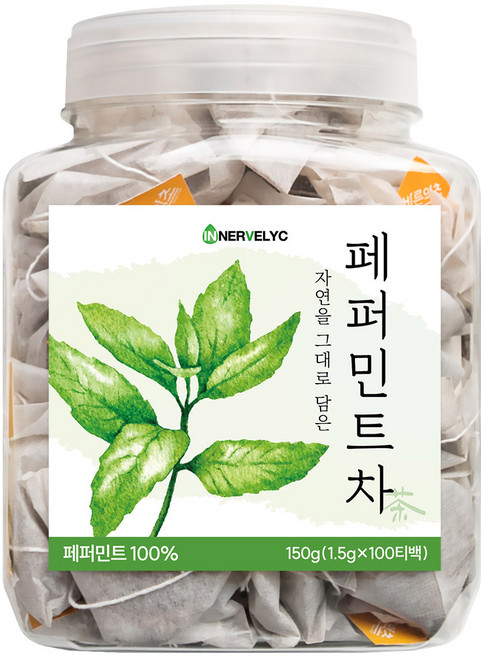 페퍼민트 차 티백, 1개, 100개입, 1g