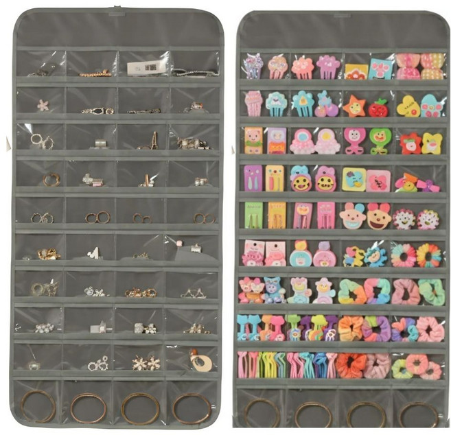 일상토리 악세사리 벽걸이 양면포켓 정리함, 그레이