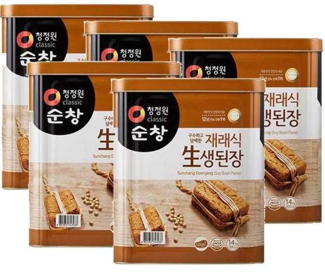 청정원 순창 재래식 생된장 (캔), 14kg, 5개