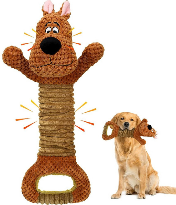 호마운터 개 귀여운 악어 삐걱거리는 플러시 애완동물 소형 및 대형 품종을 위한 인터랙티브 츄 공격적인 츄어와 강아지 반려견, Brown 1, Dog