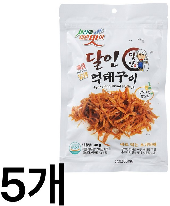달인푸드 바로먹는 조미 먹태구이, 100g, 5개