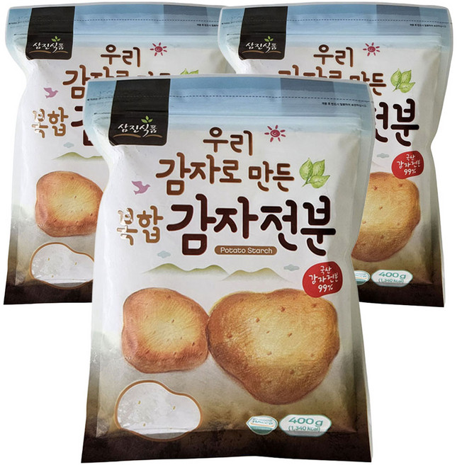 삼진식품 국산 감자전분 1kg 감자 가루 부침 튀김, 3개