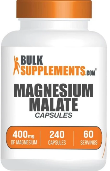 마그네슘 BulkSupplements.com 말레이트 캡슐 400mg 글루텐 프리 1회 제공량당 4개 240개(1팩), BulkSupplements.com 마그네슘 말레이트, 1개 - 쿠팡