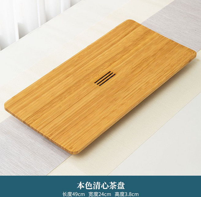 竹製茶盤 日式瀝水設計, 1個, 本色 清心茶盤