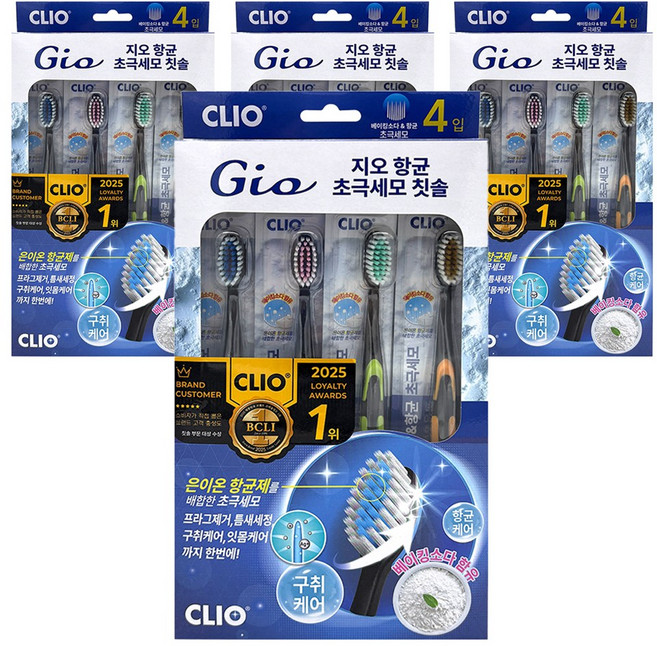 크리오 지오 항균 초극세모 칫솔 세트, 4개입, 4세트