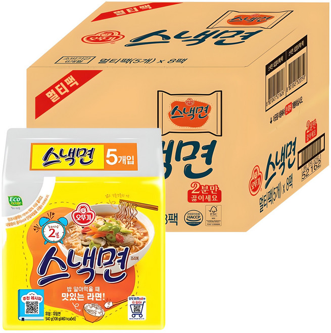 오뚜기 스낵면 108g, 40개