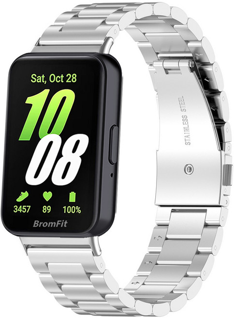 삼성 갤럭시 핏3 호환 메탈 클래식 스트랩 스테인리스 시곗줄, 1개, 실버