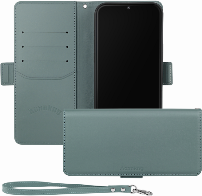 아칸크 갤럭시 S24 fe / SM-S721지갑형 가죽 카드수납 다이어리 휴대폰리 케이스+핸드 스트랩 세트