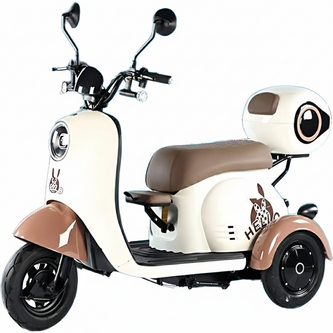 스쿠마켓 600W모터 전기스쿠터 48V 20A 전진 후진 리모컨 시동 3발 오토바이 자전거 LED액정 풋페달 출퇴근 등하원 픽업 삼륜차, 브라운_납산(일체형)