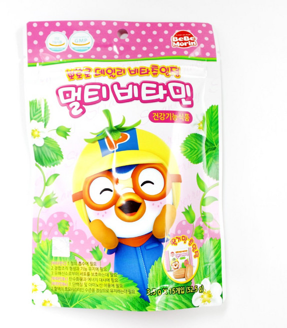 (주)태양생활건강 뽀로로 데일리 비타츄잉정 멀티비타민(15개입)-딸기맛!, 52.5g, 3개