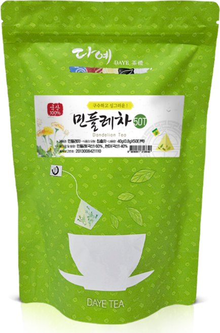 [본사직영] 다예 100% 국산 맛있는 민들레차 생분해 삼각티, 800mg, 50개입, 1개