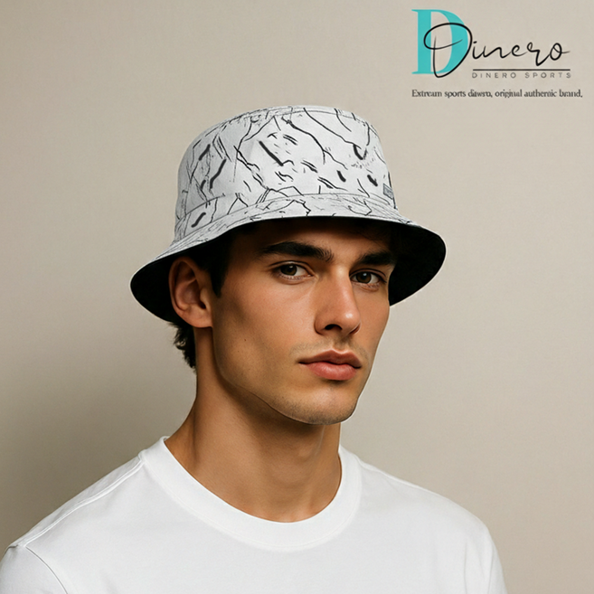 디네로 마블링 버킷햇 모자 벙거지, WHITE