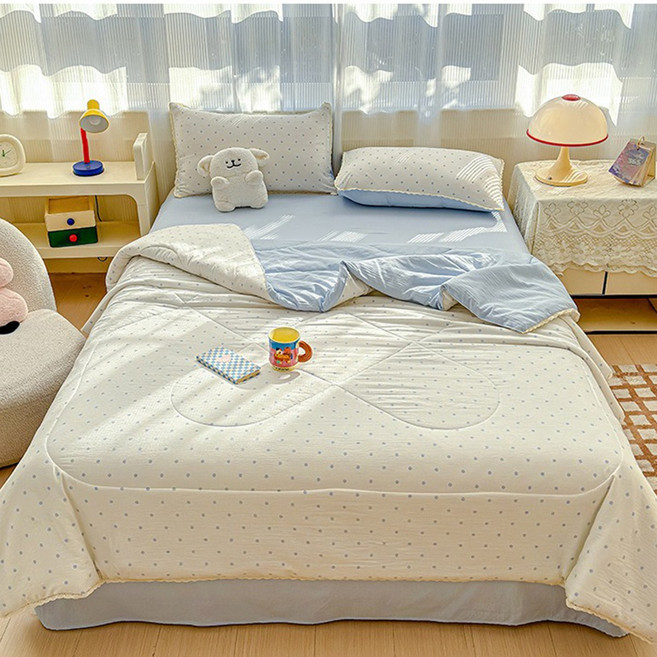 Zebeer 여름 소프트 워싱 시어서커 누빔 귀여운 차렵이불