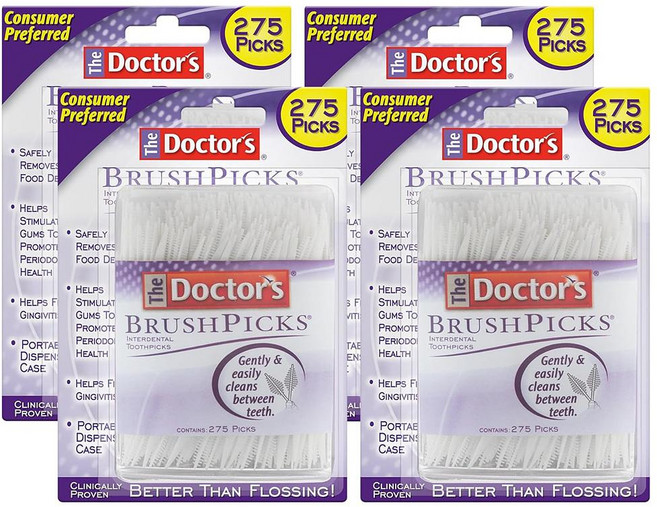 더 닥터스 브러쉬 픽스 치간 이쑤시개 The Doctors BrushPicks Interdental Toothpicks, 275개입, 4개