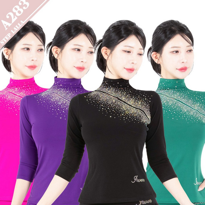 댄스복 상의 차이나 모던 왈츠 무대복 A283, 블랙(검정)