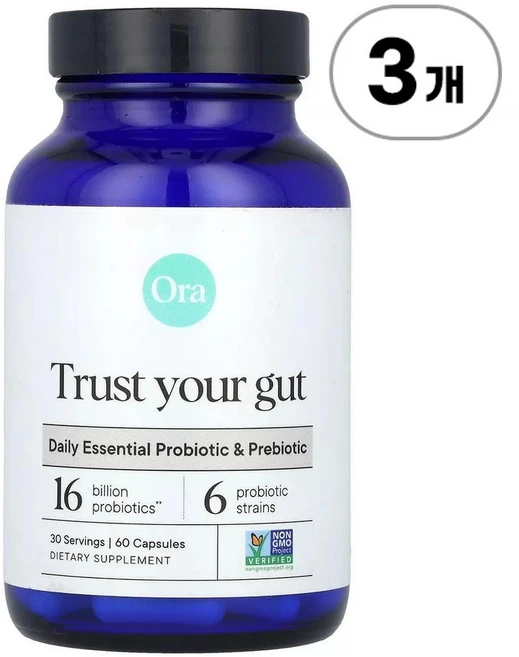 오라 트러스트 유어 거트 데일리 에센셜 프로바이오틱 앤 프리바이오틱 Ora Trust Your Gut Daily Essential Probiotic & Prebiotic 60정, 3개 - 쿠팡