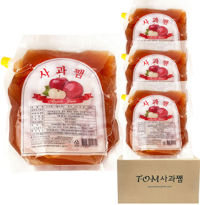부국 사과쨈 파우치, 4개, 3kg