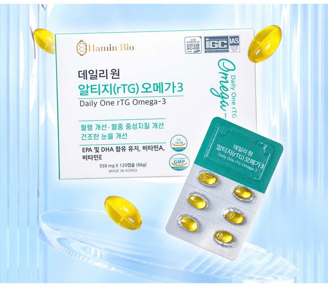 데일리 원 알티지 (rTG) 오메가3 Daily one rTG Omega -3, 66g, 1박스