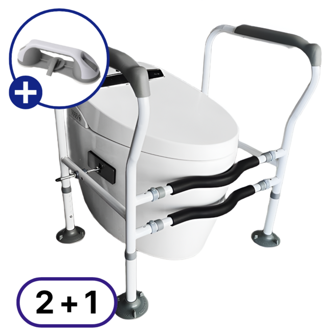 [사은품증정] 무타공 변기 안전 손잡이 보조거치대 화장실 안전바 노인, 1세트
