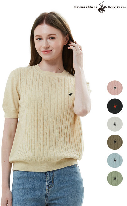 비버리힐스폴로클럽 비버리힐스클럽 여성 프론트 케이블 반팔니트 9종택1 TK218 _