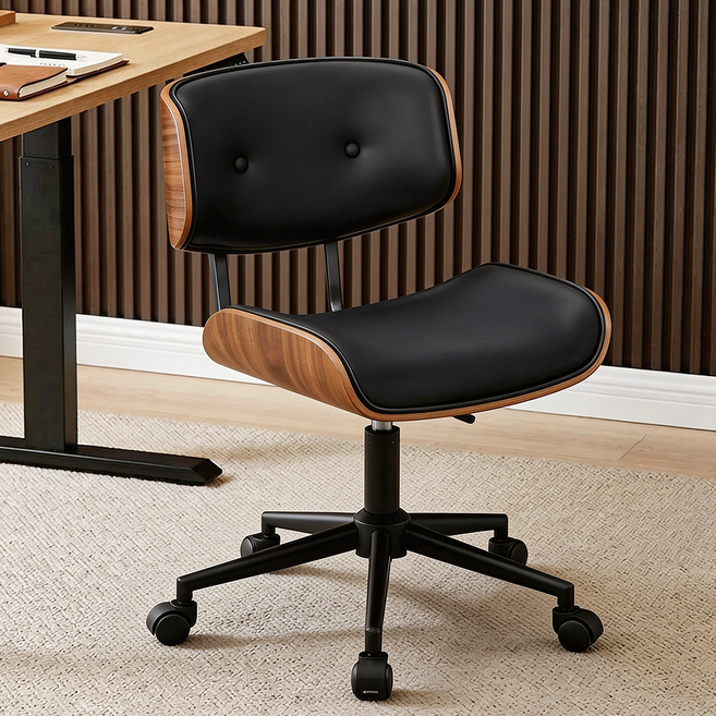 LUXRORO 이임즈 스타일 의자 디자인 사무용 의자, 블랙