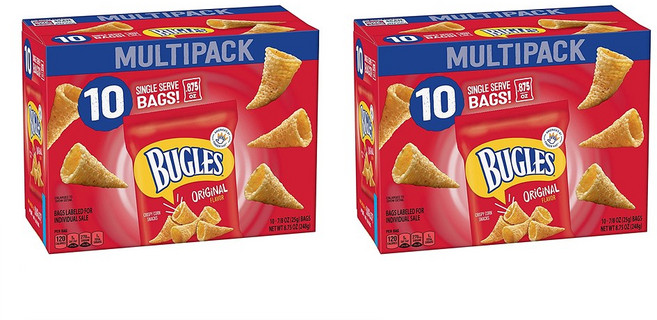Bugles 부글스 크리스피 콘 스낵 멀티팩 오리지널 25g 10개입 2팩