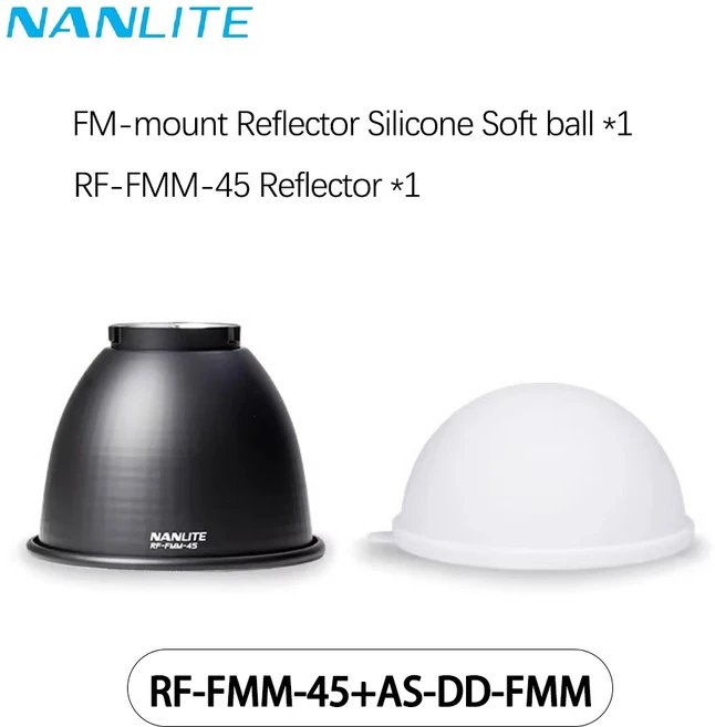 Nanlite RF-FMM-45 반사경 45 ° AS-DD-FMM FM 마운트 실리콘 소프트 볼 라이트 사진 조명 액세서리, 02 Reflector Soft ball