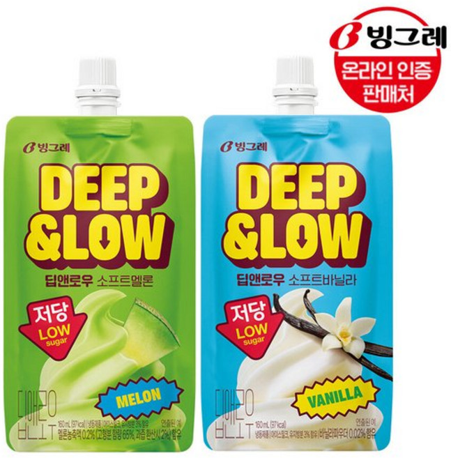 빙그레 G빙그레 딥앤로우 저당 소프트 바닐라/소프트 멜론 12개 /저당아이스크림, 소프트멜론 12개