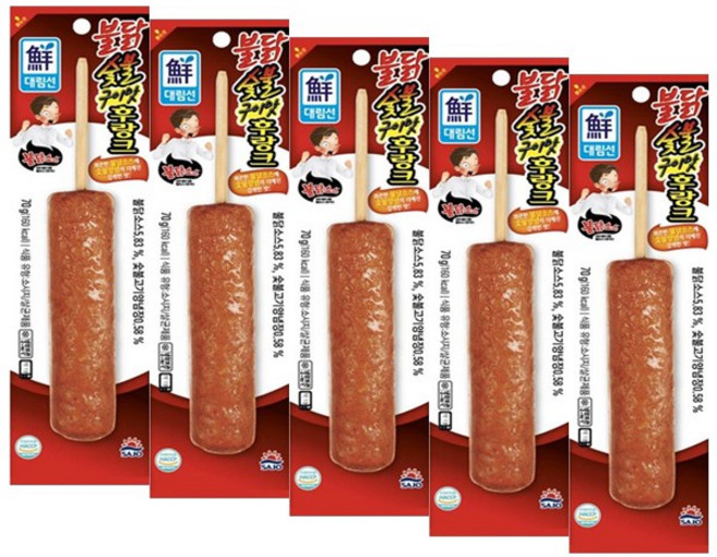 대림 매콤 불닭 숯불구이맛 후랑크 70g x 5개 / 핫바