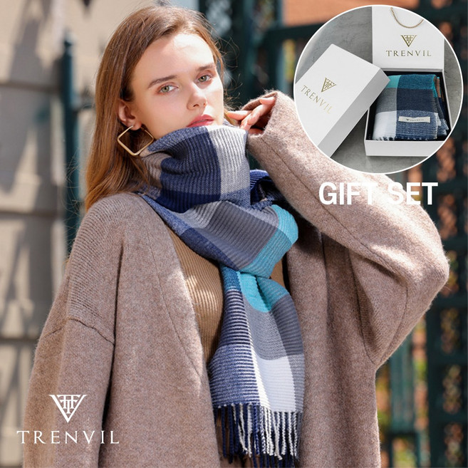 트렌빌 체크 머플러 선물포장 패키지 세트