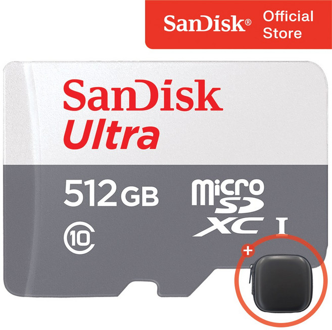 샌디스크 울트라 라이트 마이크로 SD 카드 + 보관 케이스 패키지, 512GB, 1개