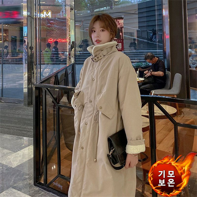 가을 겨울 여성 도톰한 안감 기모 롱코트wsy