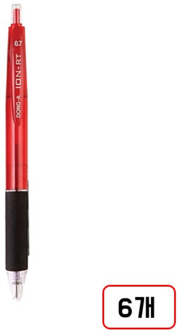 동아)이온알티 볼펜, 1세트, (0.7mm/적색/M503787) 6자루