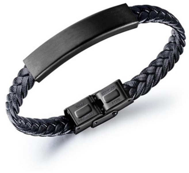 에르모사제이 맨즈 MW001 써지컬 스틸 무광 스틱 가죽 남자팔찌