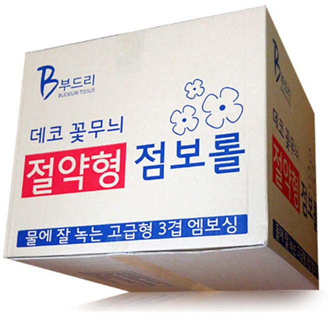 부드리 꽃무늬 점보롤 화장지 3겹 16롤, 1박스