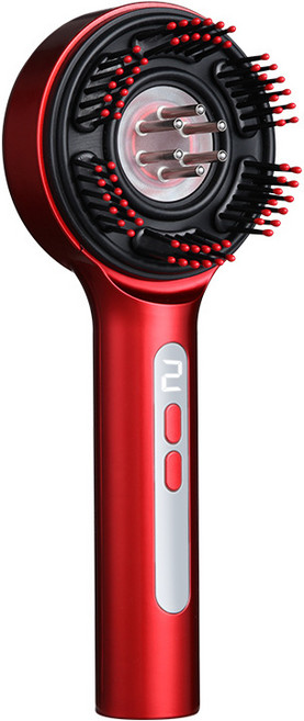 5단진동 LED삼광 두피마사지콤 에센스도입 탈모방지 발모촉진 헤어케어기, 1개, 붉은색