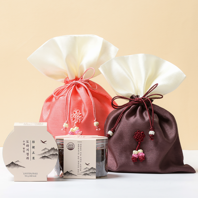 서민갑부 국산 무주 한입 도라지정과 150g (복주머니 랜덤) 콩고물 답례품 한과, 1개