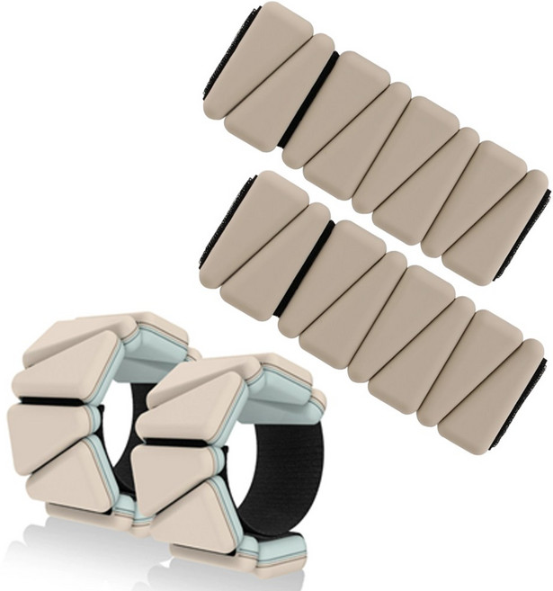 에코요기 중량밴드 손목 발목 아령 실리콘 모래주머니 2p, 크림베이지, 1kg