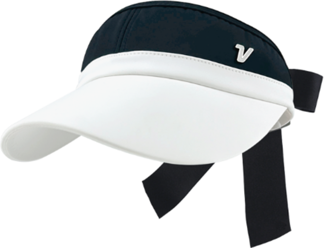 볼빅 여성용 VBDP 시그니처 리본 바이저 모자, 화이트, 1개