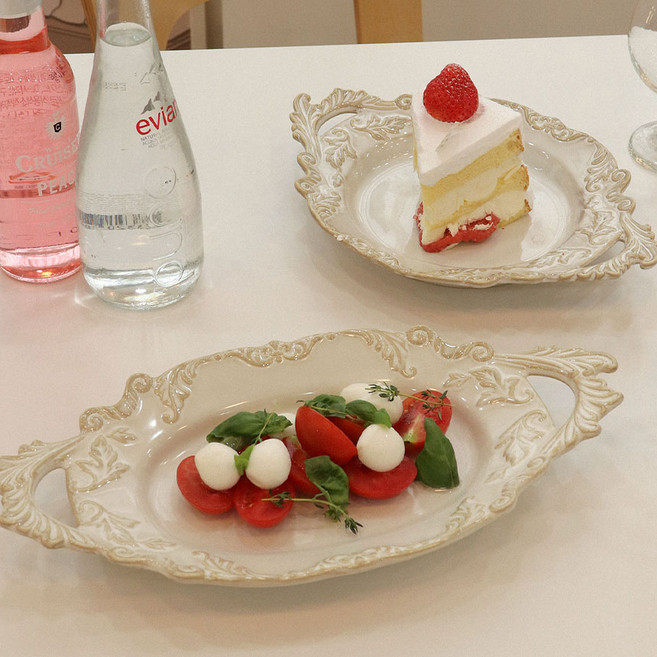 로코코 빈티지 식기 세트 유럽 프랑스 감성 브런치 접시 (예쁜 엔틱 디저트 소품 그릇), 앤틱, C세트(윙플레이트+라운드윙플레이트), 1세트