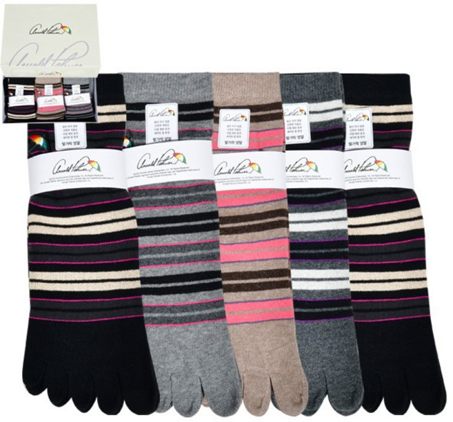 아놀드파마 스트라이프 디자인 숙녀 링글 파일 발가락 단목 양말0086sk