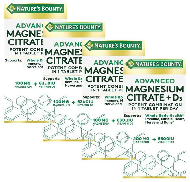 네이처스 바운티 비타민D3 6300 IU 마그네슘 시트레이트 Nature's Bounty Vitamin D3 Magnesium Citrate Tablets, 4개