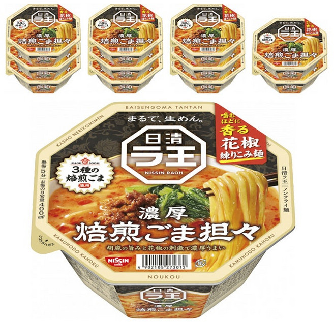 닛신 라오 라왕 로스팅 참깨 탄탄면 컵 라면 128g 12 개 세트, 12개